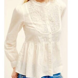 Anthropologie Floreat Victorian Embroidered Lace Blouse Top